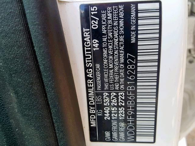 WDDHF9HB6FB162827 - 2015 MERCEDES-BENZ E 250 BLUE WHITE photo 10