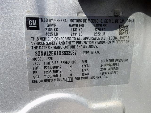 3GNAL2EK1DS633937 - 2013 CHEVROLET CAPTIVA LS 灰色 照片 10
