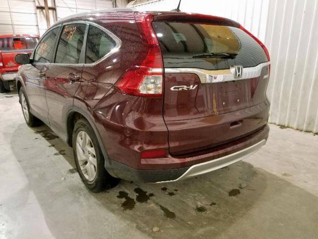 2HKRM4H77FH681533 - 2015 HONDA CR-V EXL MAROON photo 3