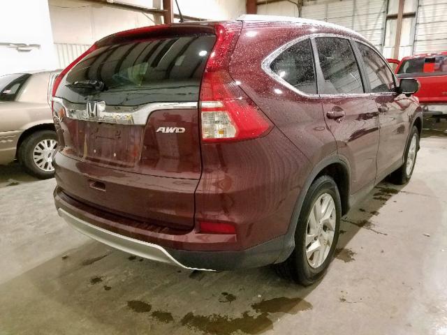 2HKRM4H77FH681533 - 2015 HONDA CR-V EXL MAROON photo 4