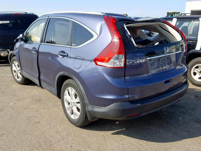 JHLRM4H79CC027143 - 2012 HONDA CR-V EXL BLUE photo 3