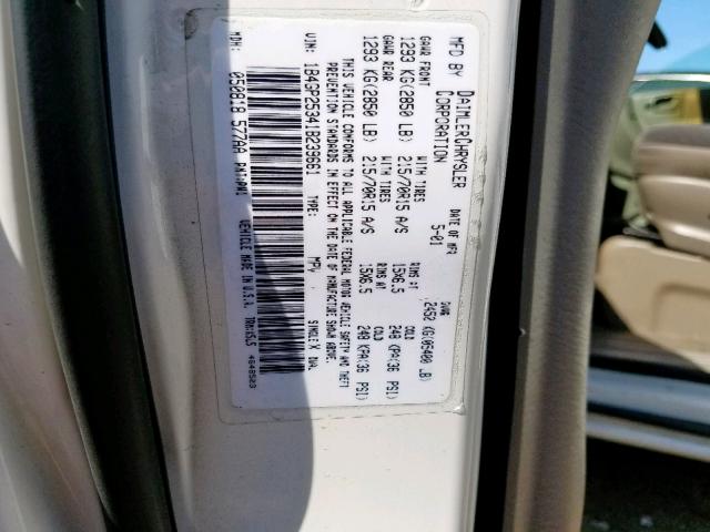 1B4GP25341B239661 - 2001 DODGE CARAVAN SE WHITE photo 10