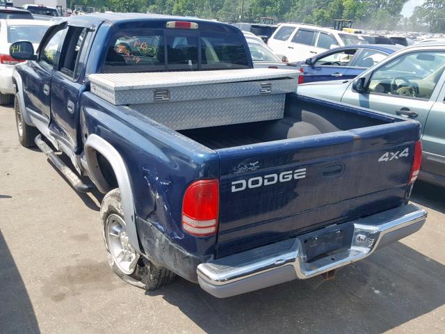 1B7GG2AN7YS756683 - 2000 DODGE DAKOTA QUA BLUE photo 3