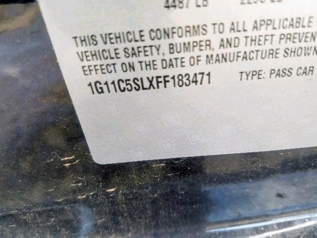 1G11C5SLXFF183471 - 2015 CHEVROLET MALIBU 1LT BLACK photo 10