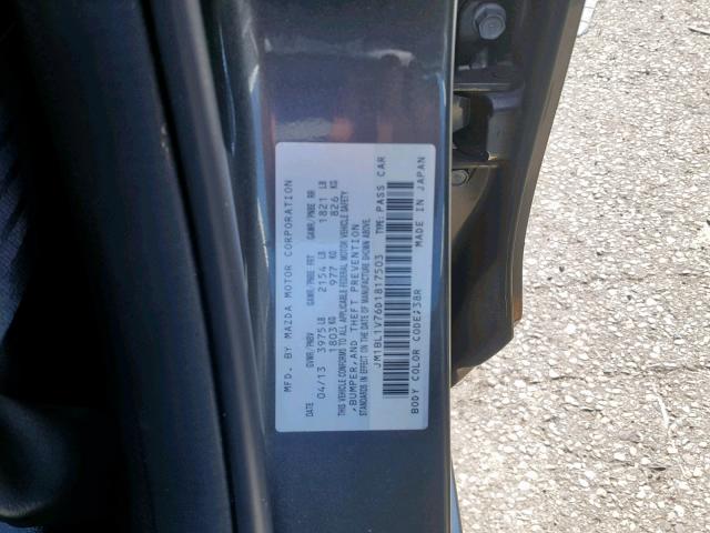 JM1BL1V76D1817503 - 2013 MAZDA 3 GRAY photo 10