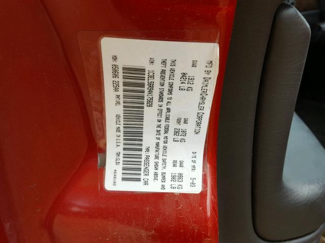 1C3EL56R94N175828 - 2004 CHRYSLER SEBRING LX RED photo 10