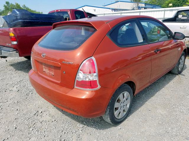 KMHCM36C79U140729 - 2009 HYUNDAI ACCENT GS ORANGE photo 4