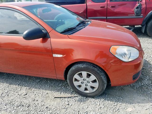 KMHCM36C79U140729 - 2009 HYUNDAI ACCENT GS ORANGE photo 9