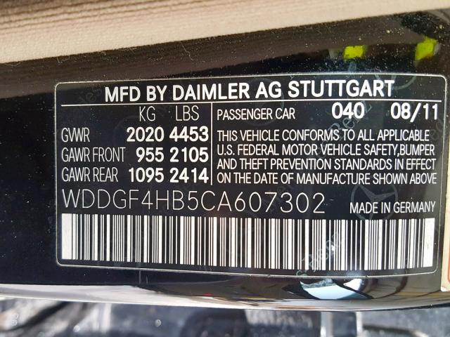 WDDGF4HB5CA607302 - 2012 MERCEDES-BENZ C 250 BLACK photo 10