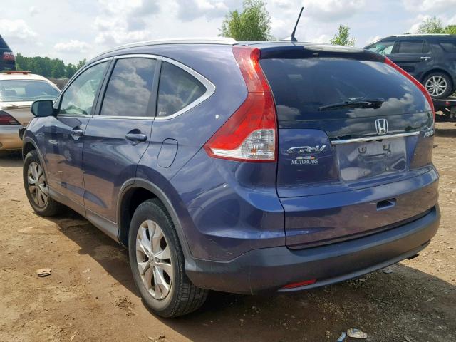 5J6RM4H73CL008059 - 2012 HONDA CR-V EXL BLUE photo 3