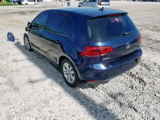 3VW2A7AU5FM041954 - 2015 VOLKSWAGEN GOLF TDI BLUE photo 3