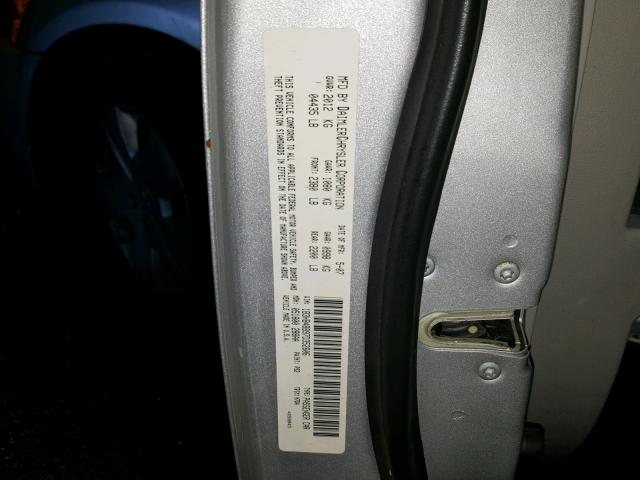 1B3HB48B97D352606 - 2007 DODGE CALIBER SX SILVER photo 10