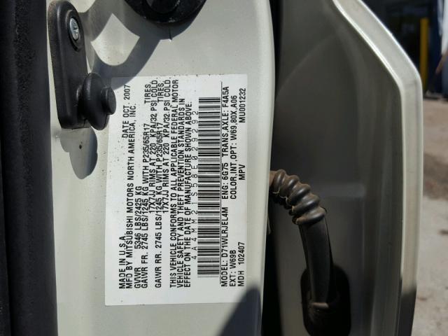 4A4MM21S58E029292 - 2008 MITSUBISHI ENDEAVOR L WHITE photo 10