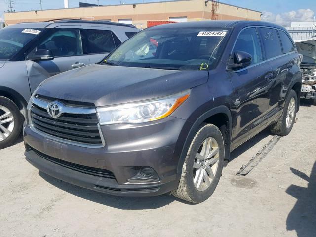 5TDZKRFH6GS121223 - 2016 TOYOTA HIGHLANDER GRAY photo 2