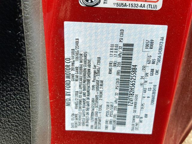 1ZVFT82H565255884 - 2006 FORD MUSTANG GT RED photo 10