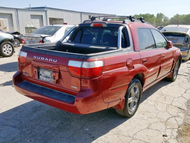 4S4BT63C555106006 - 2005 SUBARU BAJA TURBO RED photo 4