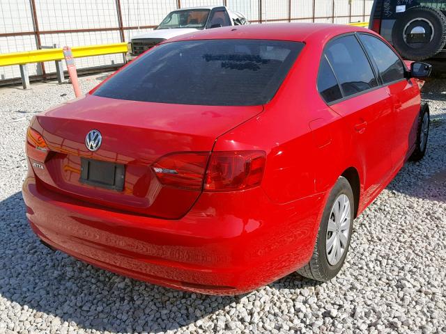 3VW2K7AJ4EM249096 - 2014 VOLKSWAGEN JETTA BASE RED photo 4