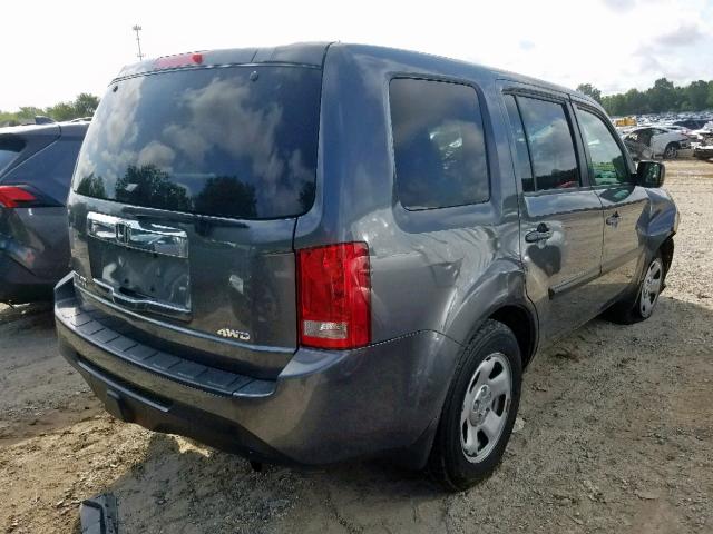 5FNYF4H23CB013359 - 2012 HONDA PILOT LX GRAY photo 4