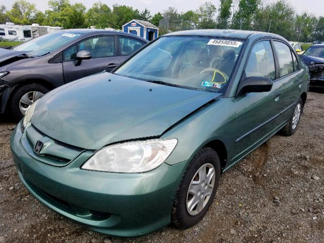 2HGES16334H634607 - 2004 HONDA CIVIC DX V GREEN photo 2