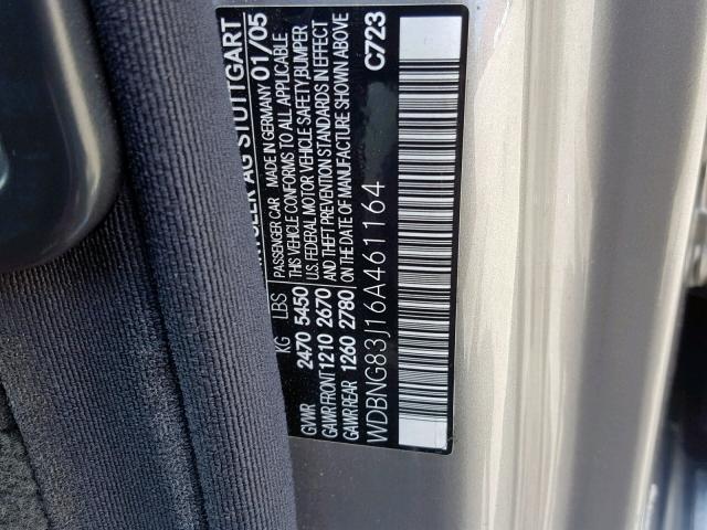 WDBNG83J16A461164 - 2006 MERCEDES-BENZ S 430 4MAT GRAY photo 10