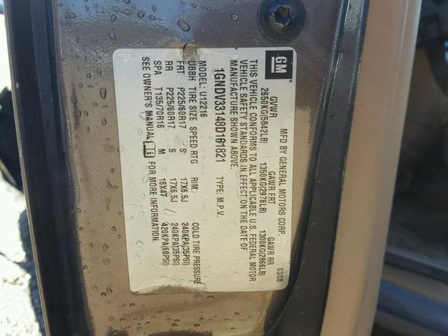 1GNDV33148D181821 - 2008 CHEVROLET UPLANDER L 金色 照片 10