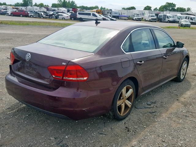 1VWBP7A31DC050591 - 2013 VOLKSWAGEN PASSAT SE MAROON photo 4