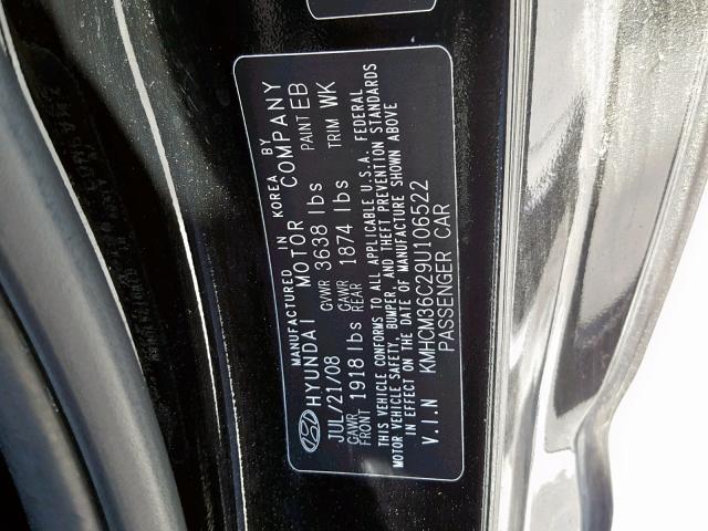 KMHCM36C29U106522 - 2009 HYUNDAI ACCENT GS BLACK photo 10