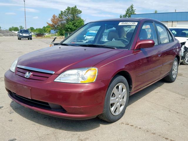 1HGES26743L022152 - 2003 HONDA CIVIC EX MAROON photo 2