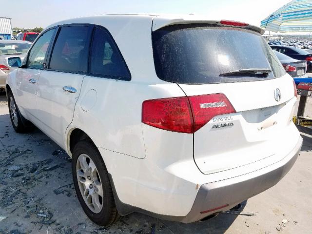 2HNYD28347H510420 - 2007 ACURA MDX TECHNO WHITE photo 3