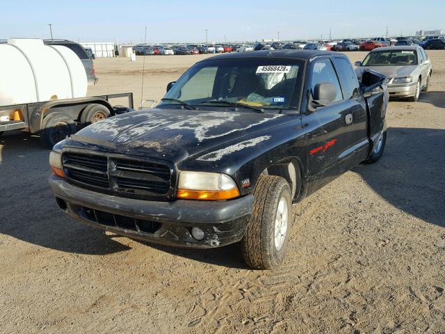 1B7GL22Y2XS249385 - 1999 DODGE DAKOTA BLACK photo 2