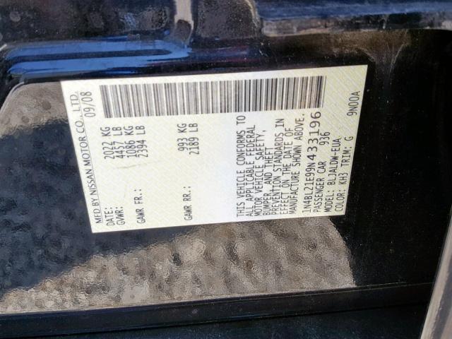 1N4BL21E99N433196 - 2009 NISSAN ALTIMA 3.5 BLACK photo 10