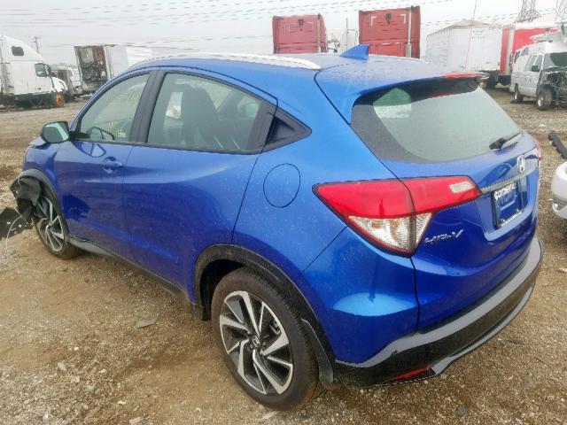 3CZRU6H14KG716193 - 2019 HONDA HR-V SPORT BLUE photo 3