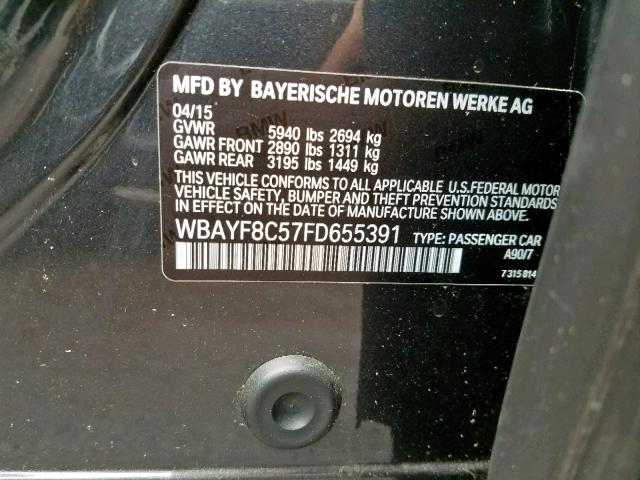 WBAYF8C57FD655391 - 2015 BMW 750 LXI GRAY photo 10