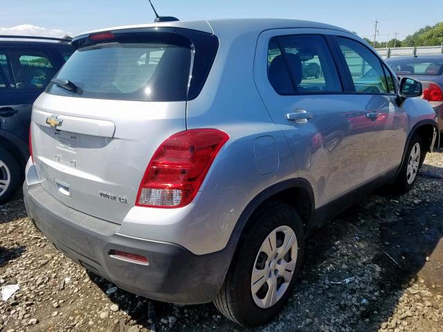 KL7CJKSB3GB573586 - 2016 CHEVROLET TRAX LS SILVER photo 4