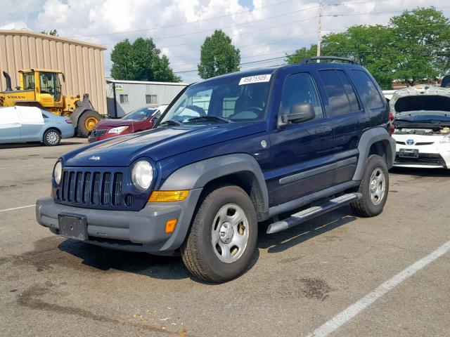 1J4GL48K57W501311 - 2007 JEEP LIBERTY SP BLUE photo 2