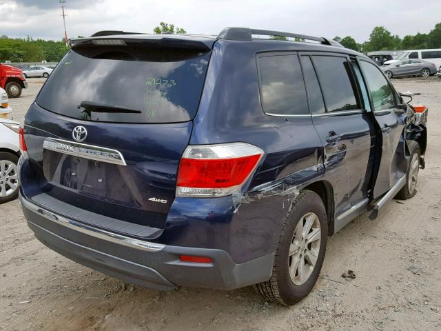 5TDBK3EH1CS139283 - 2012 TOYOTA HIGHLANDER BLUE photo 4