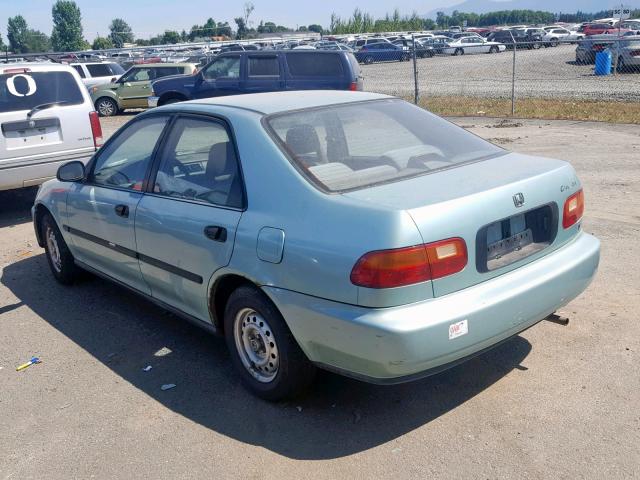 1HGEG8641NL049791 - 1992 HONDA CIVIC DX TEAL photo 3