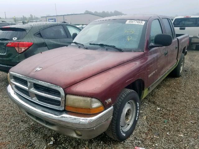 1B7GL2AN6YS672771 - 2000 DODGE DAKOTA QUA BURGUNDY photo 2