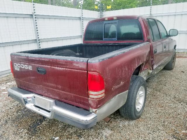 1B7GL2AN6YS672771 - 2000 DODGE DAKOTA QUA BURGUNDY photo 4