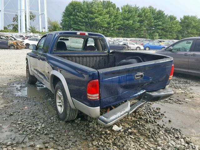 1B7GL42X92S513035 - 2002 DODGE DAKOTA SLT BLUE photo 3