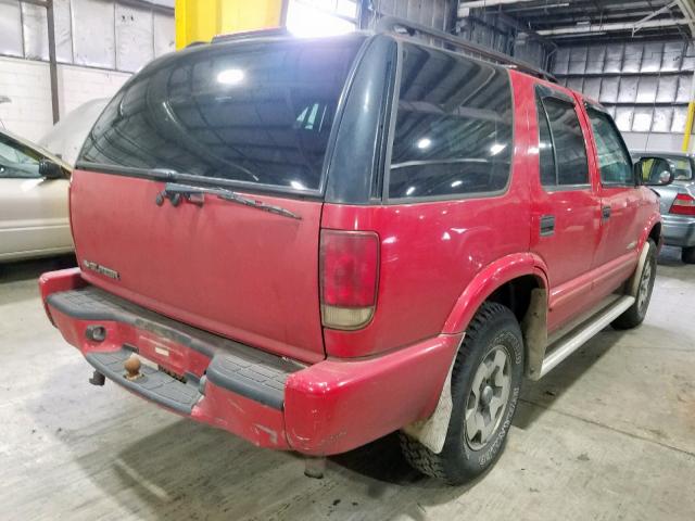 1GNDT13X44K152470 - 2004 CHEVROLET BLAZER RED photo 4