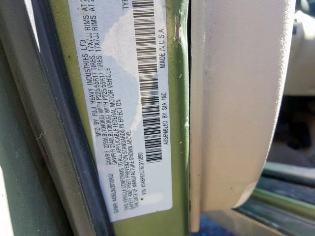 4S4BP61C767311890 - 2006 SUBARU LEGACY OUT GREEN photo 10