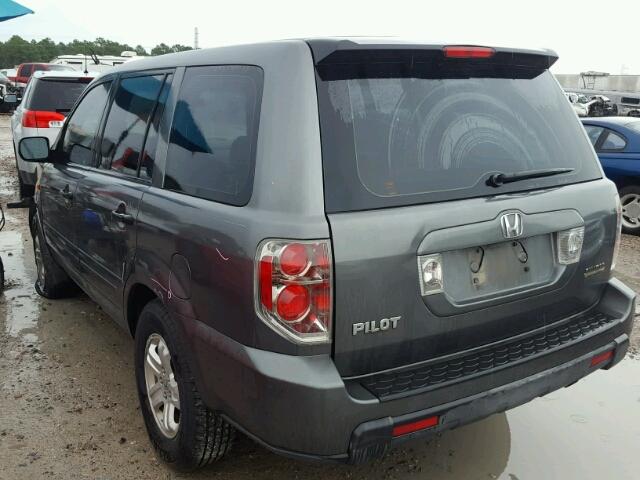 5FNYF28107B003034 - 2007 HONDA PILOT LX GRAY photo 3