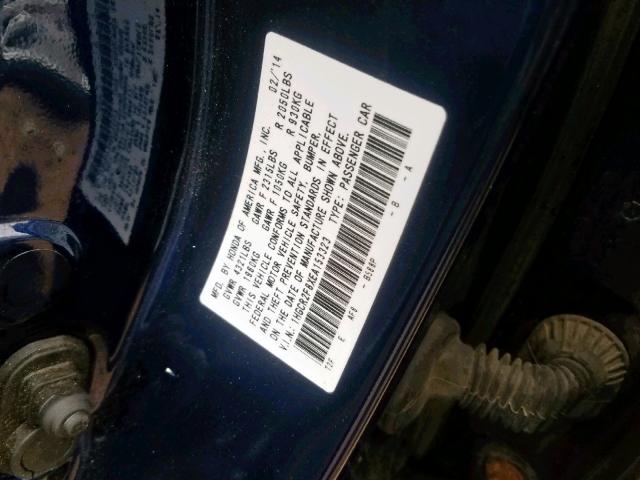 1HGCR2F8XEA153323 - 2014 HONDA ACCORD EXL BLUE photo 10