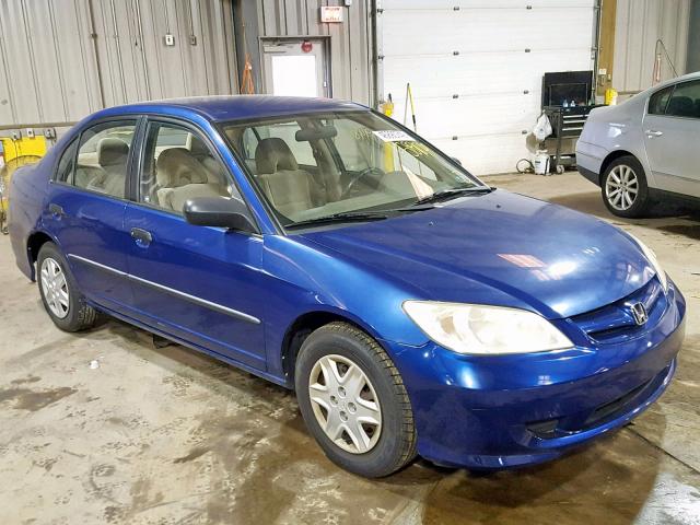 1HGES16364L005653 - 2004 HONDA CIVIC DX V BLUE photo 1