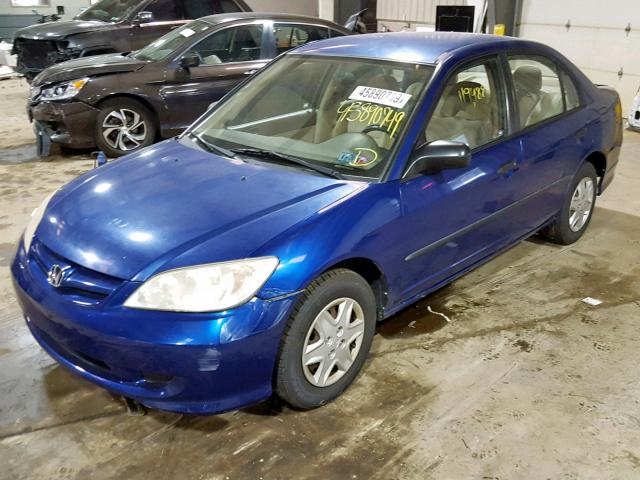 1HGES16364L005653 - 2004 HONDA CIVIC DX V BLUE photo 2