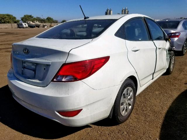 KMHCT4AE1GU084530 - 2016 HYUNDAI ACCENT SE WHITE photo 4