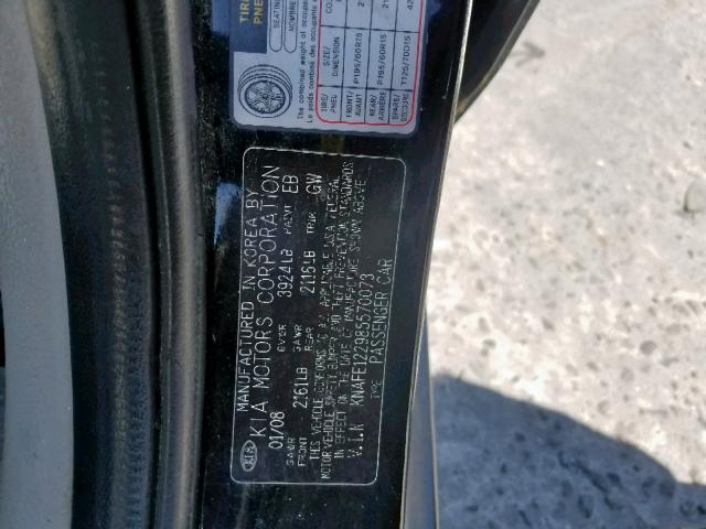 KNAFE122985570073 - 2008 KIA SPECTRA EX BLACK photo 10