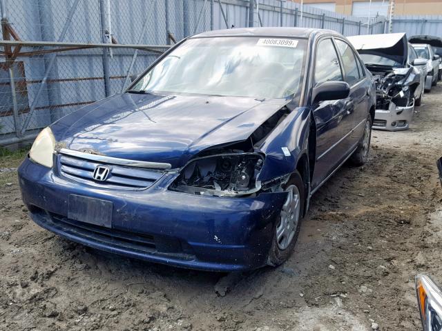 2HGES16351H941336 - 2001 HONDA CIVIC DX BLUE photo 2