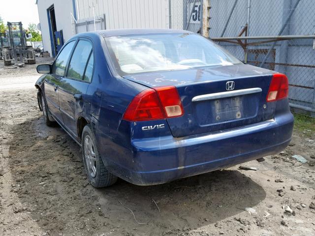 2HGES16351H941336 - 2001 HONDA CIVIC DX BLUE photo 3